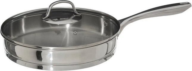 Secret de Gourmet - Hapjespan met deksel - Alle kookplaten/warmtebronnen geschikt - zilver - Dia 28 cm