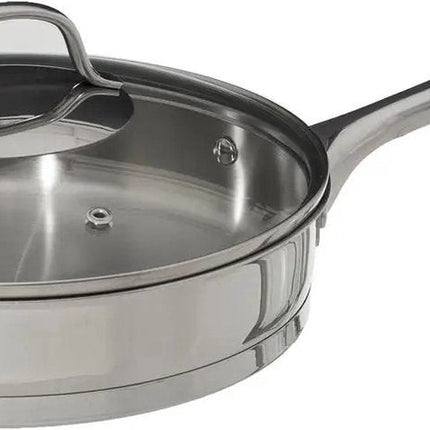 Secret de Gourmet - Hapjespan met deksel - Alle kookplaten/warmtebronnen geschikt - zilver - Dia 24 cm
