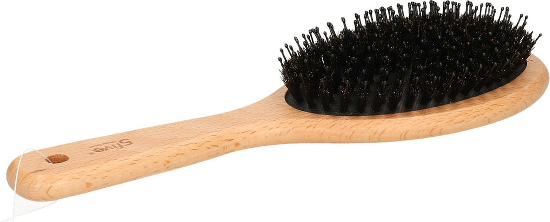 5Five haarborstel met varkenshaar – ovale houten borstel, naturel, 24,5 cm