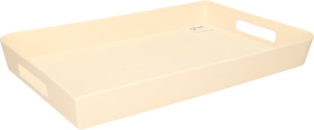 Rechteckiges Serviertablett - cremeweiß mit Griffen - 45 x 30 cm