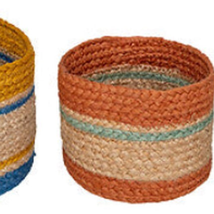 Atmosphera Marrakesh jute manden - Set van 3 stuks - Ø19xH15cm - Multi