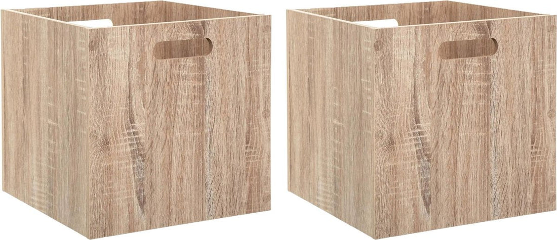 5Five Storage/cupboard basket - 2x - light brown - MDF wood - 29L - 31 x 31 x 31 cm - Storage baskets/crates