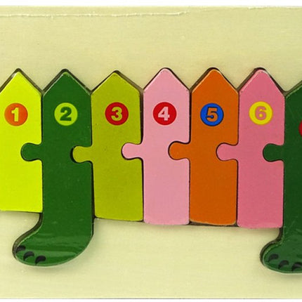 Leantoys Houten Puzzel Krokodil Cijfers - Educatief Telspel 1 tot 10 - Houten Blokken Puzzel Speelgoed 3+ - Leren Tellen - Speelgoed - Hout - Sinttip - Kadotip -