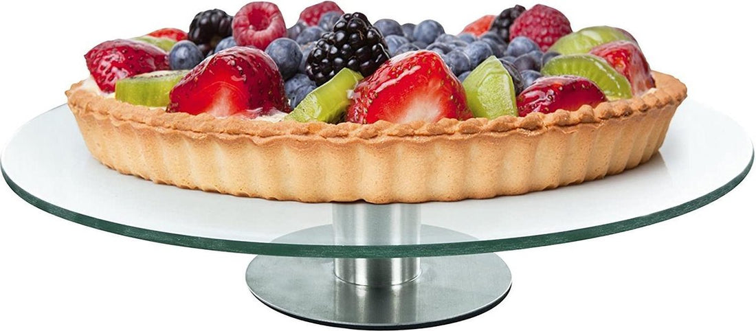 Rotating Cake Stand With Base | Glass/Stainless Steel | Ø 30cm