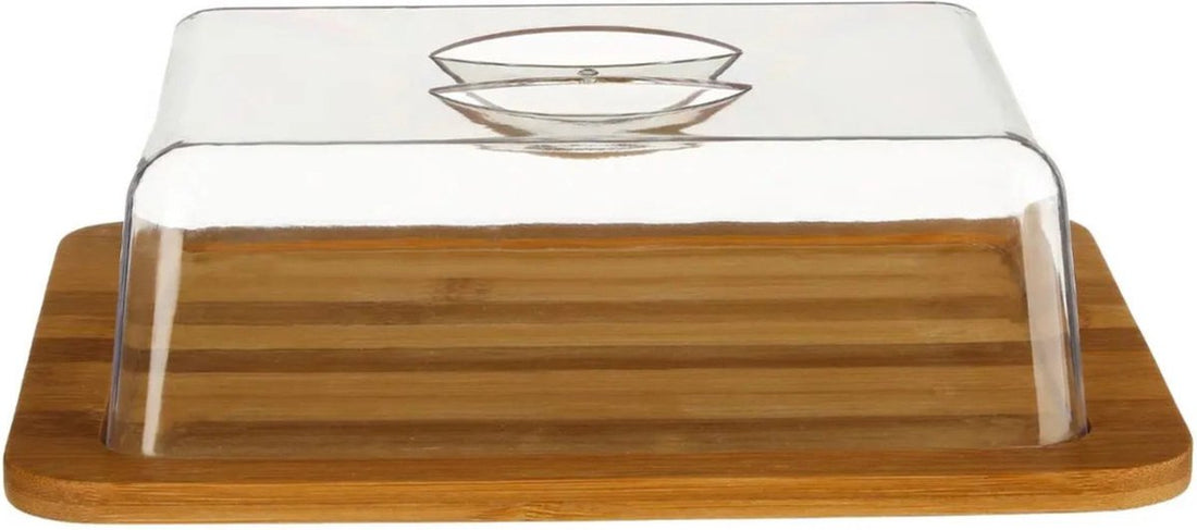 5Five opbergbox voor kaas met deksel – bamboe en kunststof, 24 x 19 x 9 cm