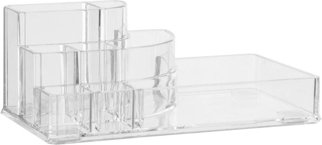 5Five Make-up-Organizer – 9 Fächer – 17,5 x 9,5 cm – transparent – Kunststoff – Nagellackhalter – Make-up-Halter – Organizer