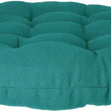 Atmosphera Tuinstoelkussen - petrol groen - katoen - 38 x 38 x 6.5 cm - wicker zitkussen rond