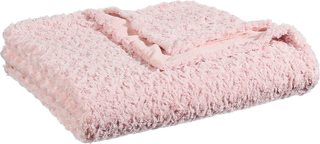 Atmosphera bedsprei / plaid lichtroze 230 x 180 cm – geknoopt motief