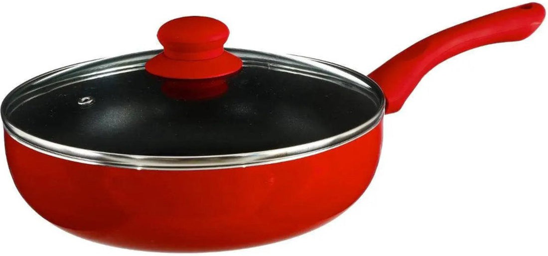 Secret de Gourmet - Bratpfanne mit Deckel - Für alle Kochfelder/Wärmequellen geeignet - rot/schwarz - Ø 24 cm
