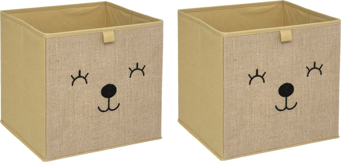 Atmosphera opbergmand beer voor kinderen – 2 kastmanden, 30 x 30 x 30 cm