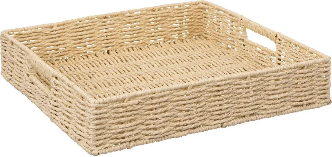 5Five Tray/serving platter - 35 x 35 cm - braided cord - Natural look - Metal frame