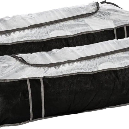 5Five Opberghoes/beschermhoes dekens en kussens - 2x - zwart/grijs - 100 x 45 x 20 cm
