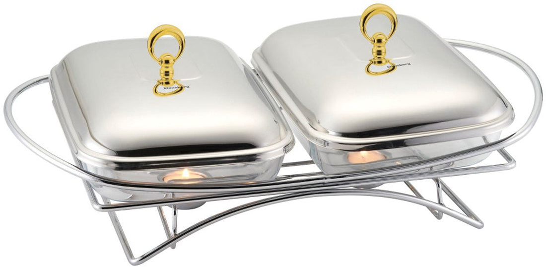 Klausberg 7922 dubbele voedselwarmer – 2 glazen schalen van 1,5 liter
