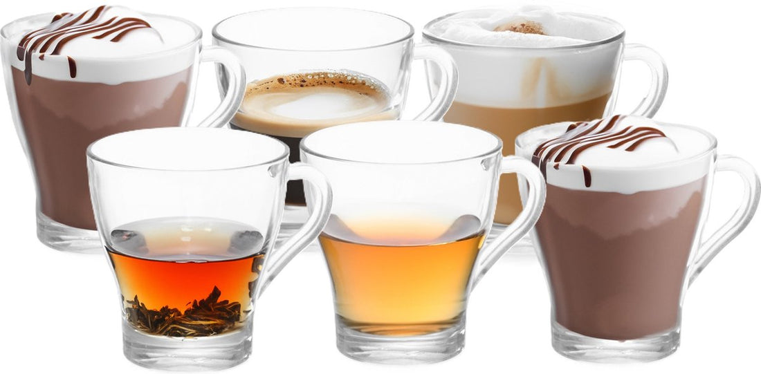 Vivalto Design Verres à café/thé avec anse - lot de 6 pièces - verre transparent - 280 ml