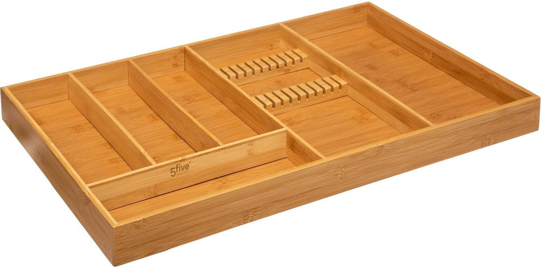 5Five® Bamboo Cutlery Tray with Knife Holder - 58x38x5 cm - Brown