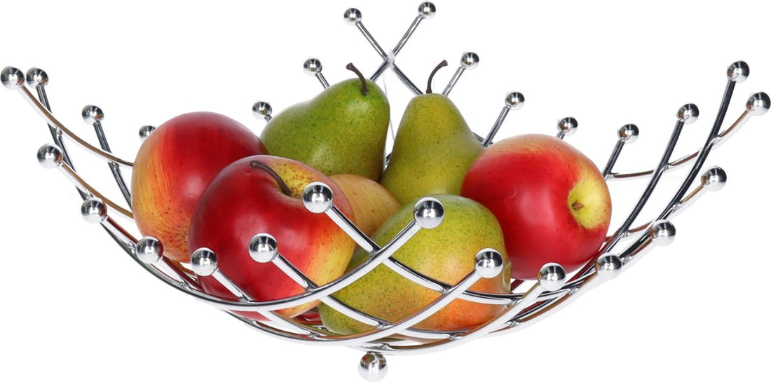 5Five fruitschaal Basel van verchroomd staal – zilver, vierkant, 30 cm