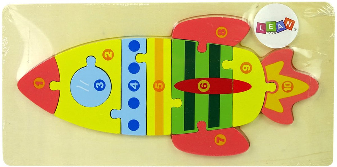 Lean Toys houten puzzel raket met cijfers 1-10 – telspel vanaf 3 jaar