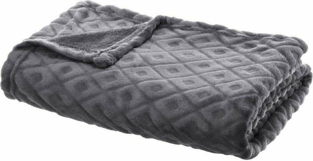 Woonplaid 125 x 150cm Fleecedeken geruite blanco 3d losan gr 125x150, donkergrijs