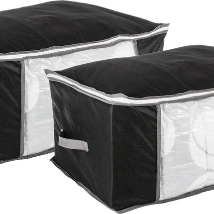 Opberghoes/beschermhoes voor dekbedden/kussens - 3x - zwart/grijs - 60 x 45 x 30 cm - met rits