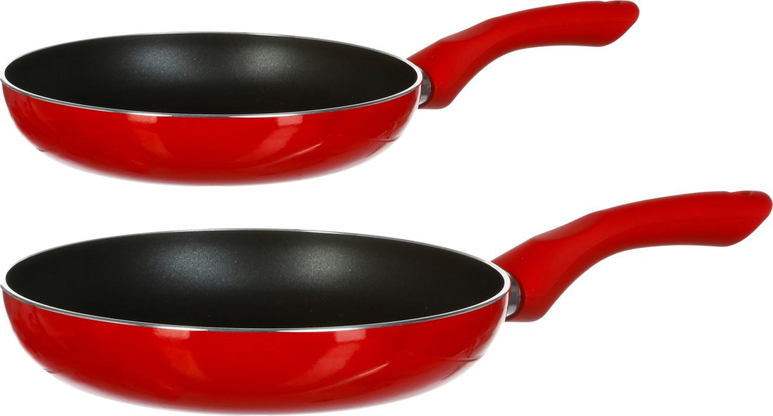 Secret de Gourmet Bratpfannen Milano - D24 und D28 cm - Für alle Herdarten geeignet - Rot/Schwarz