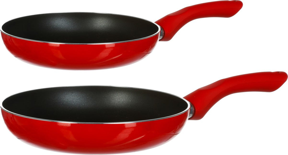 Secret de Gourmet Bratpfannen Milano - D26 und D31 cm - Für alle Herdarten geeignet - Rot / Schwarz