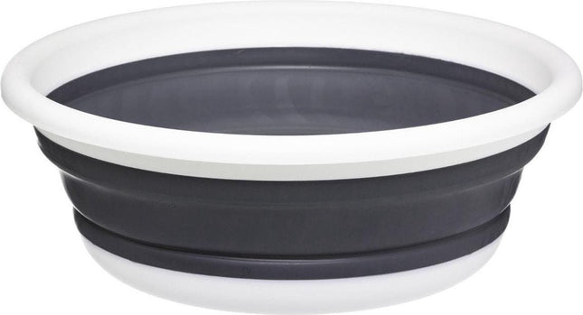 Afwasteil/afwasbak opvouwbaar wit/grijs rond 37,5 x 14 cm 8 liter van kunststof - Afwassen