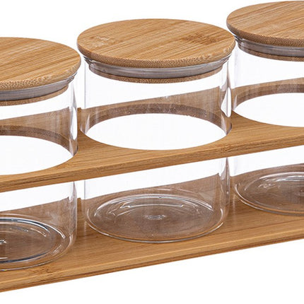 5Five Luchtdichte glazen potjes met houder