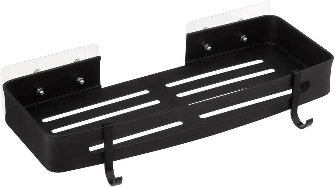 5Five Organisateur de salle de bain - noir - métal - porte-savon avec crochets - 32 x 13 cm - étagère de douche