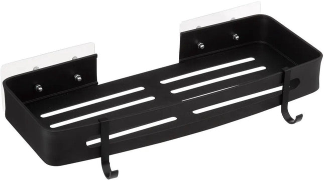 5Five Badkamer organizer - zwart - metaal - zeep bakje met haakjes - 32 x 13 cm - douche rekje