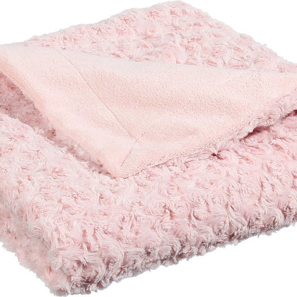 Atmosphera Sprei/deken/plaid - lichtroze - polyester - 120 x 160 cm - geknoopt motief