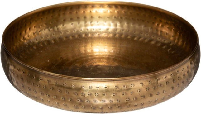 Schalen set van 2 stuks goudkleurig bewerkt metaal d. 30.5cm en 20 cm