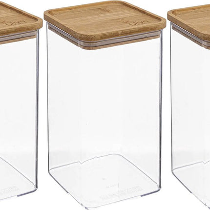 5Five - Keuken voorraadpot - Berlino - 3x - kunststof/bamboe - 1500 ml