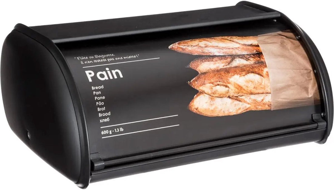 5Five Lunch Box with Airtight Lid - 35 x 23 x 15 cm - Stainless Steel - Black with Print