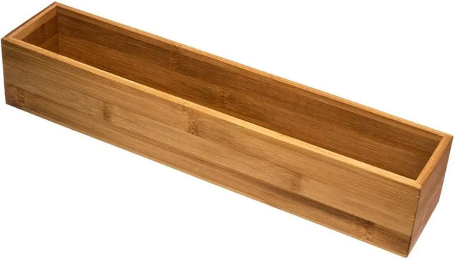 5Five Bestekbak/keuken organizer - Set van 2x stuks - 1 vaks - bamboe - 38 x 8 x 7 cm - lade verdeler