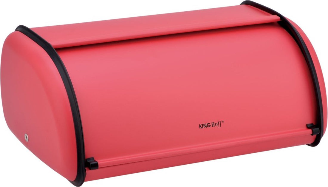 Kinghoff 1753 kleine broodtrommel rood in retrostijl – RVS, 36 x 24 x 15 cm