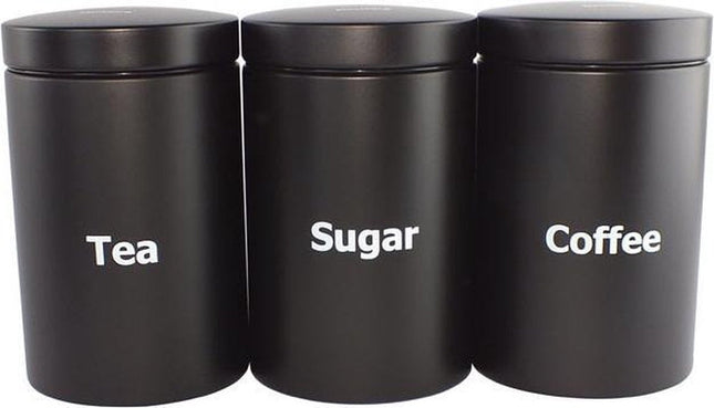 Klausberg - voorraadpotten set - koffie, thee, suiker - zwart