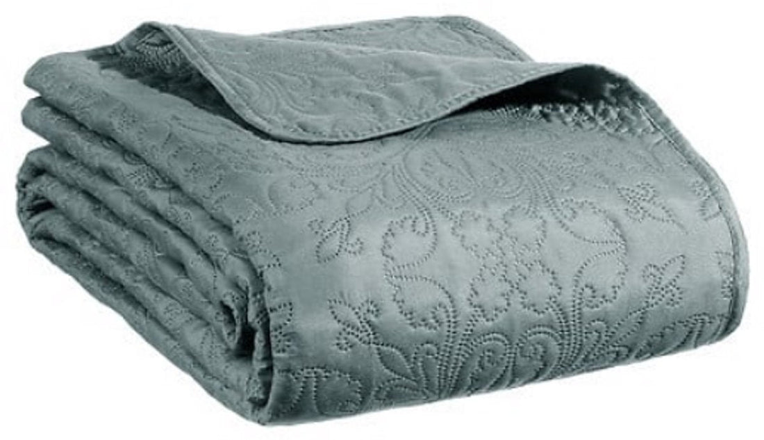Blauwe sprei Arabesque 240 x 260 cm – mineraalblauw, met 2 kussenslopen