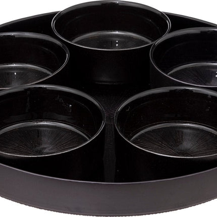 Tapas-set Astra - Glazen Serveerschaal 6-delig - 34x5 cm - Zwart