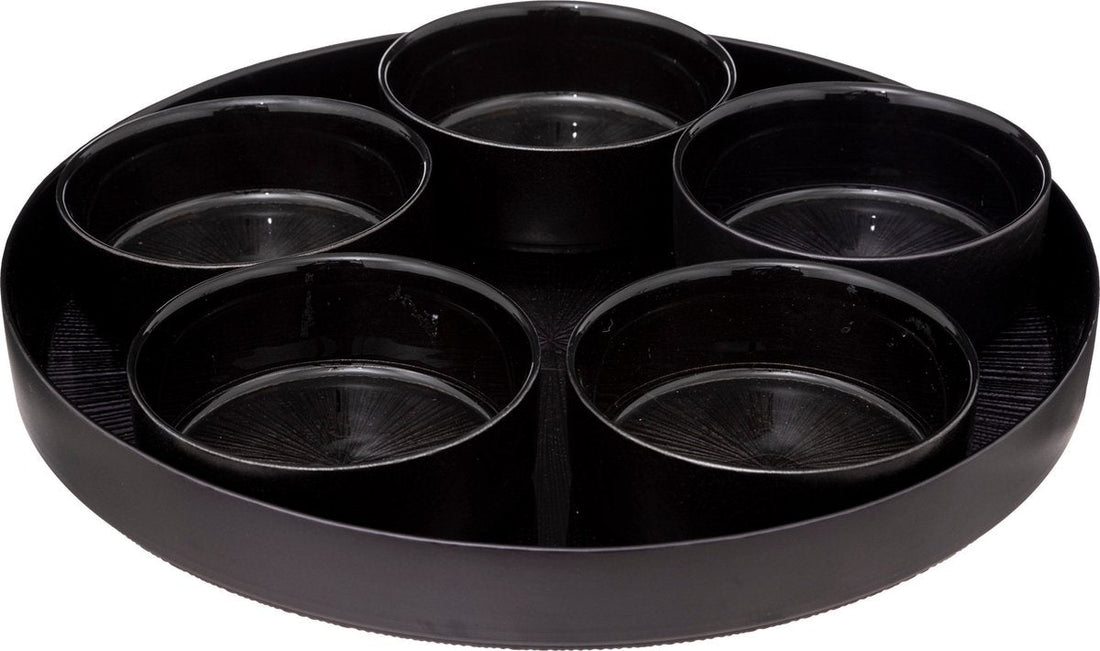 Tapas-set Astra – glazen serveerschaal 6-delig, zwart, Ø 34 cm – foto 2