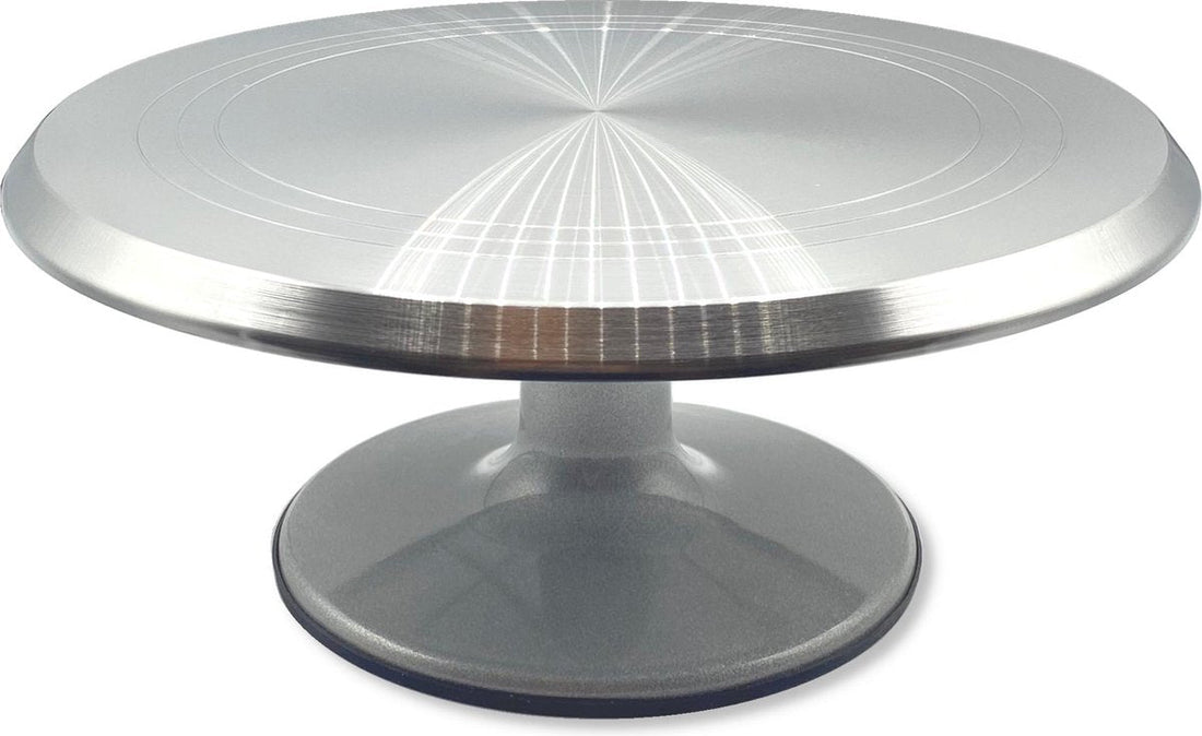 Luxuriöser Tortenständer – Drehbarer Tortenständer – Torten-Drehplatte – Tortenplatte – Kuchenständer – Durchmesser Ø30 cm – Ideal zum Schneiden und Dekorieren von Torten – Gebürsteter Edelstahl