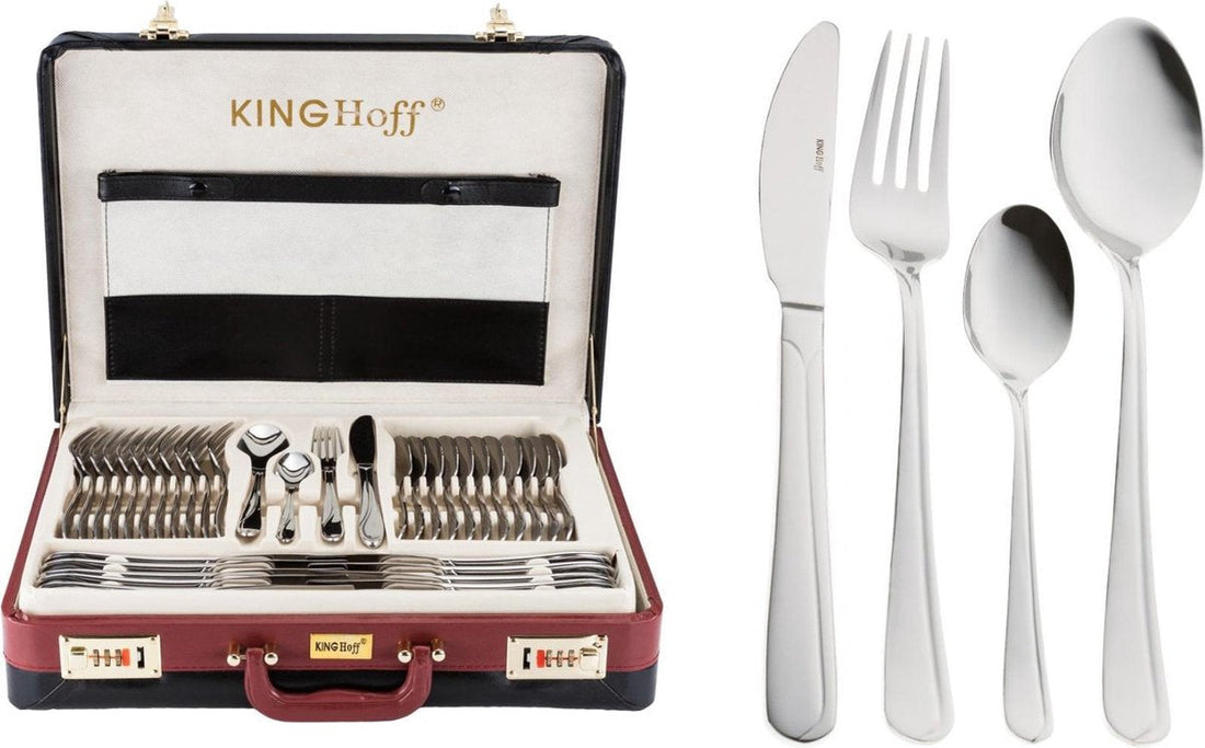 Bestekset 12 personen Kinghoff 3509 – 72-delig, 18/10 rvs, koffer met slot