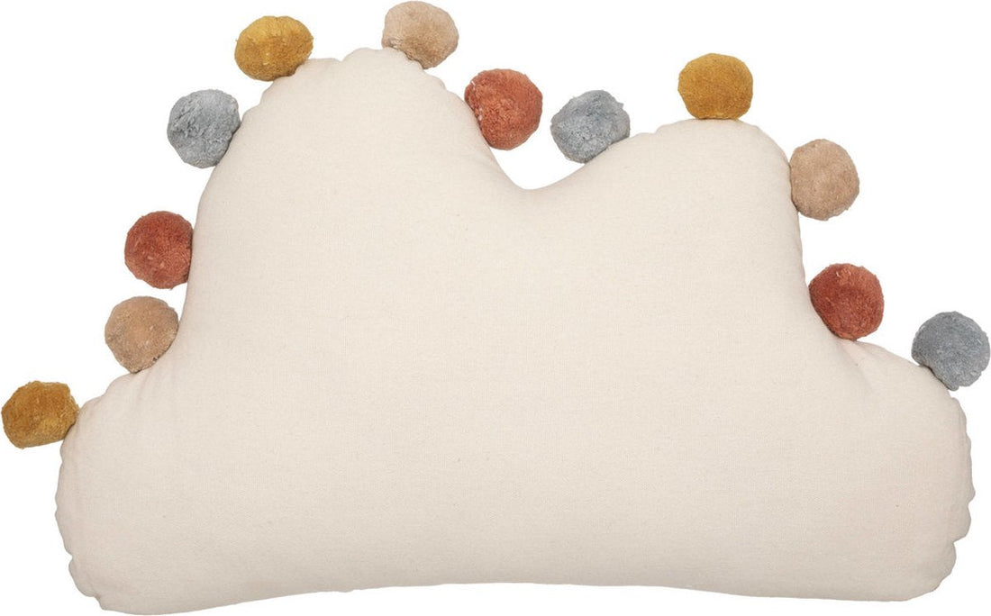 Atmosphera Kids Harlekin Wolkenkissen mit Pompons - 50x12x30cm - Weiß