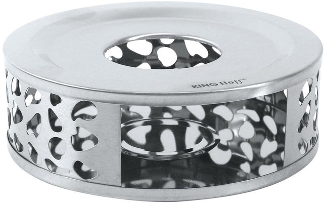 KINGHOFF KH-1898 Theewarmer – RVS, Ø15 cm, Langdurige Warmtebehoud voor Theepotten en Karaffen - Theepot Verwarmer - Waxinelichthouder