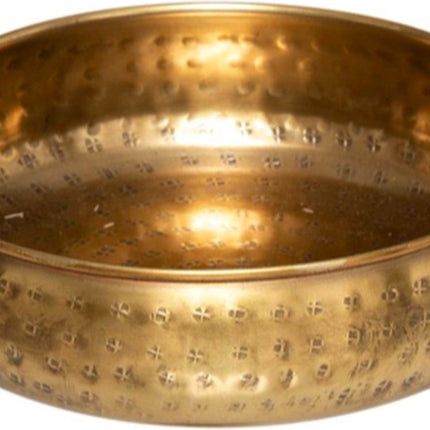 Schalen set van 2 stuks goudkleurig bewerkt metaal d. 30.5cm en 20 cm