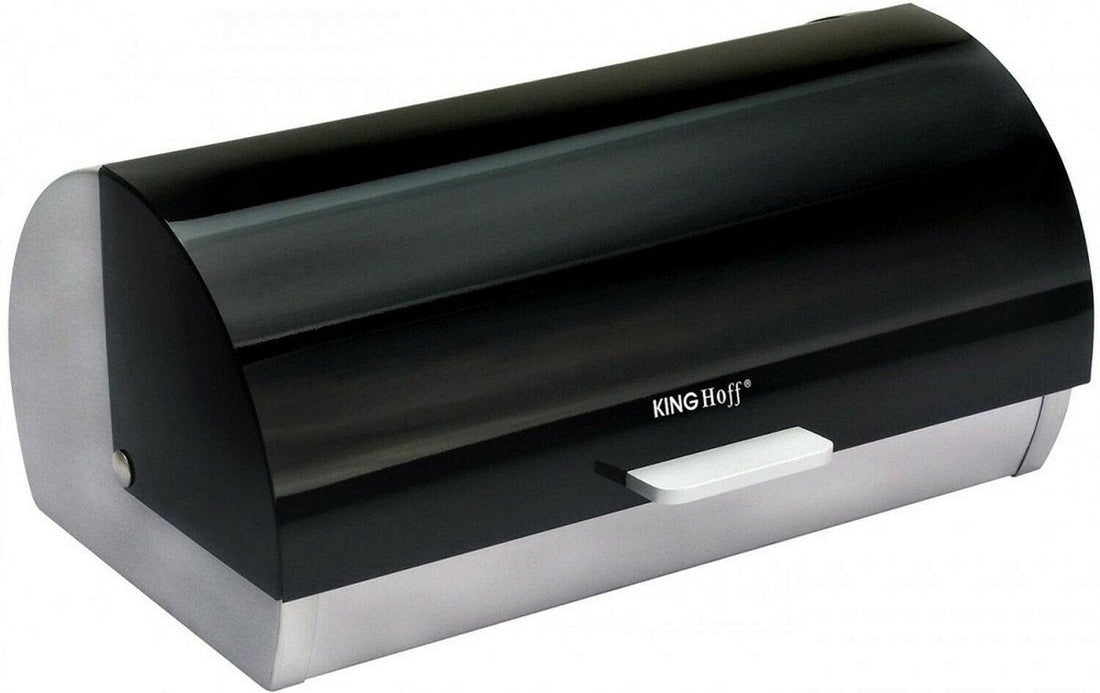 Kinghoff 3613 broodtrommel zwart – 36 x 21 x 17 cm, deksel sluit zacht