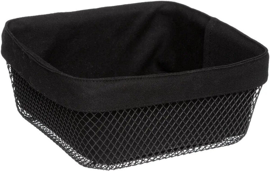 5Five - Brotkorb Bistro plus - Metall / Stoff - schwarz - 25 x 11 cm - quadratisch