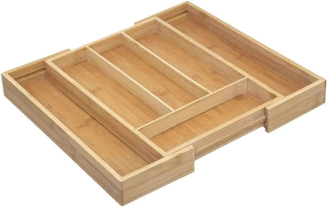 5Five bamboe bestekbak uitschuifbaar – 4 tot 6 vakken, 35 x 25 tot 39,2 cm
