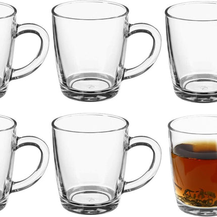 Secret de Gourmet Koffie/thee glazen met oor - set 6x stuks - transparant glas - 340 ml