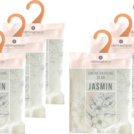 Atmosphera Geurzakjes jasmine - 6x - met ophanghaak - geurkaartjes/luchtverfrisser