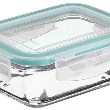 Set van 2 - Vershoudbakjes met deksel - glas - luchtdicht - met clips - 14 x 10 x 5 cm - 730 ml